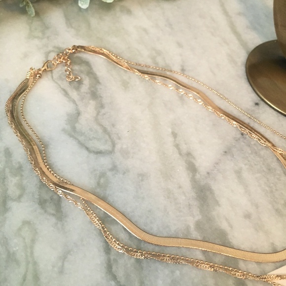 Layered Snake Chain Twist Rope Chic Gold Necklace - Picture 5 of 7